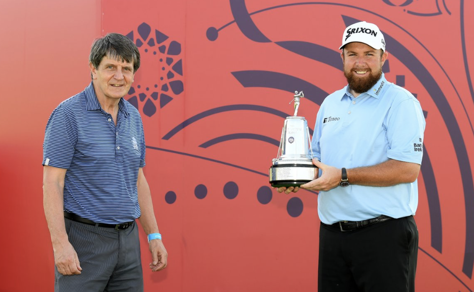 David Facey (left) pictured handing over the AGW's 2019 Player of the Year Award to Shane Lowry, has been made redundant 