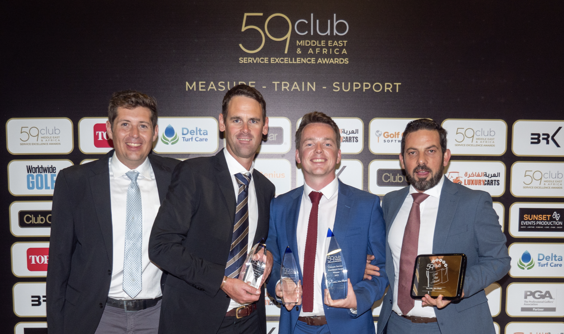 Daniel Wright, Corey Finn, Lee Waggott and Santos Montes helped Yas Links  to pick up four awards on the night