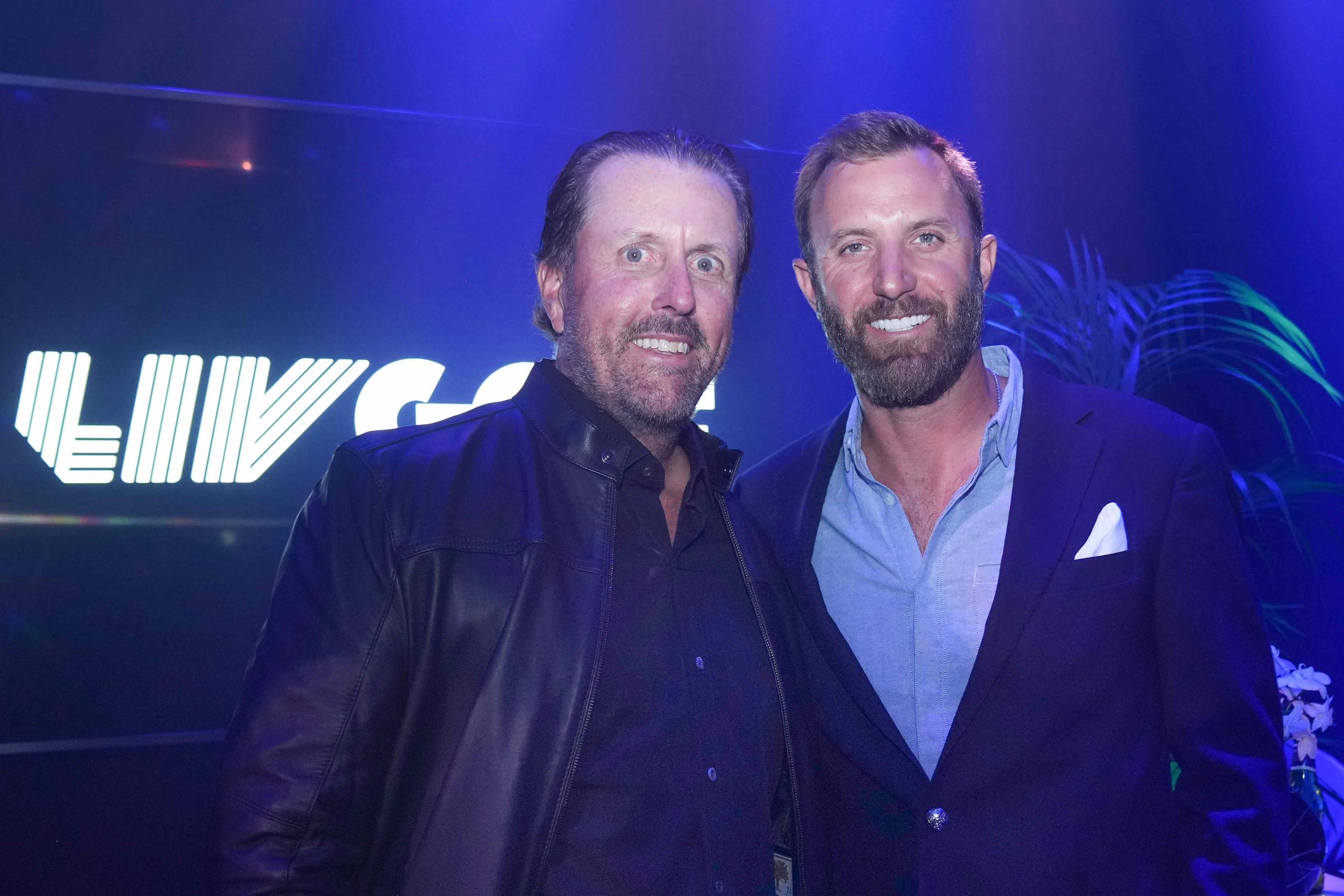 Phil Mickelson and Dustin Johnson pictured at the draft party held at Centurion Club