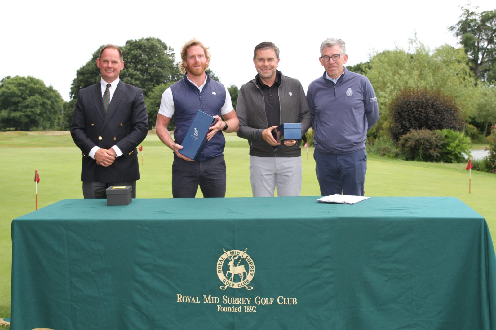 (from left): General Manager Carl Rutherford, William Shucksmith, Stephen Ross and Men’s Captain Angus Armstrong