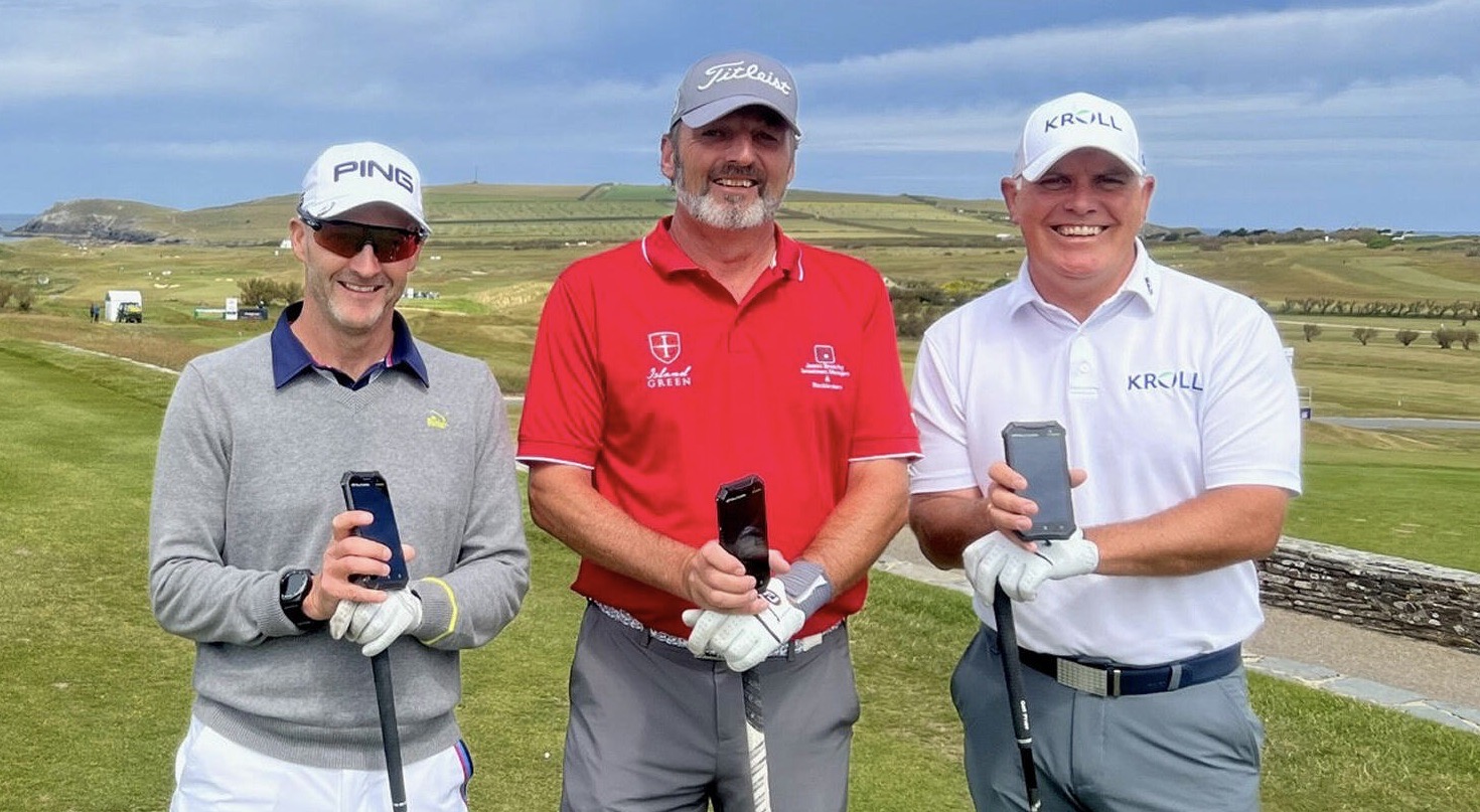 Legends Tour players Paul Streeter, David Shacklady and Phil Archer are all trusted in a SkyCaddie at Trevose