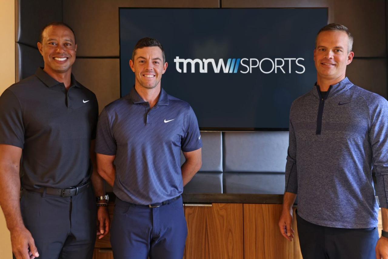Tiger Woods, Rory McIlroy and Mike McCarley are the co-founders of TMRW Sports, which is launching the TGL next season