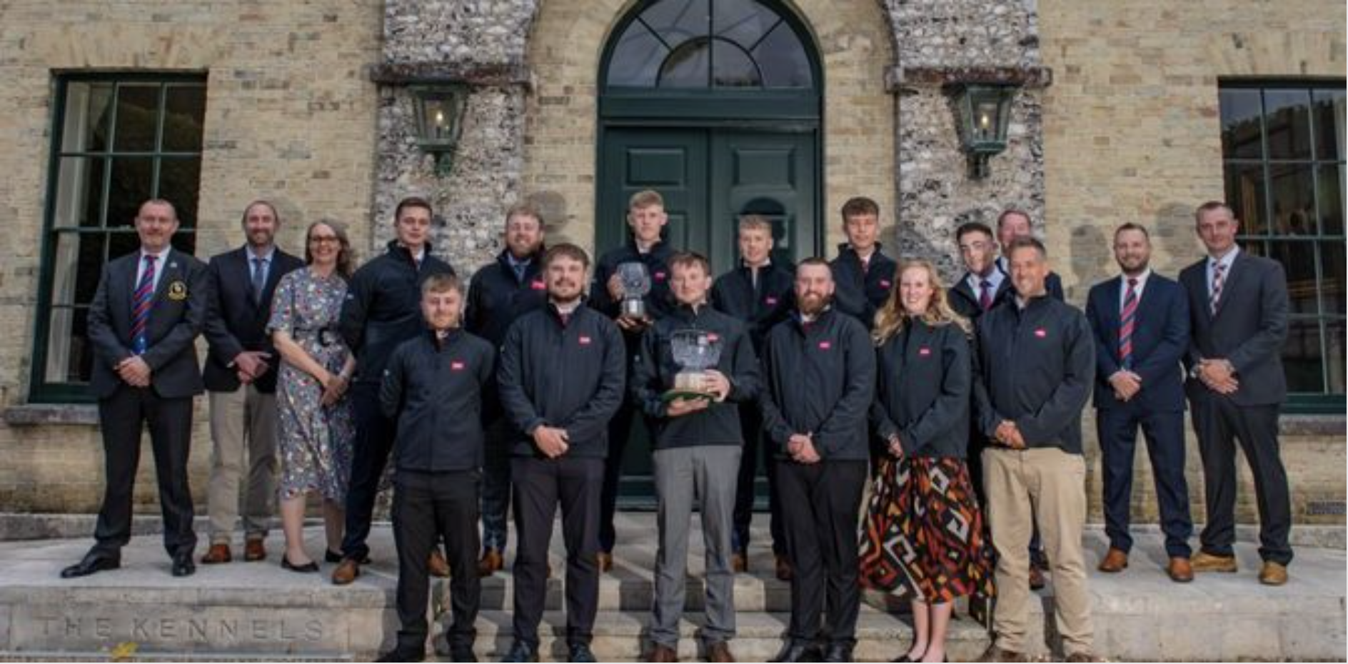 The finalists and judges gathered outside Goodwood's Kennels clubhouse