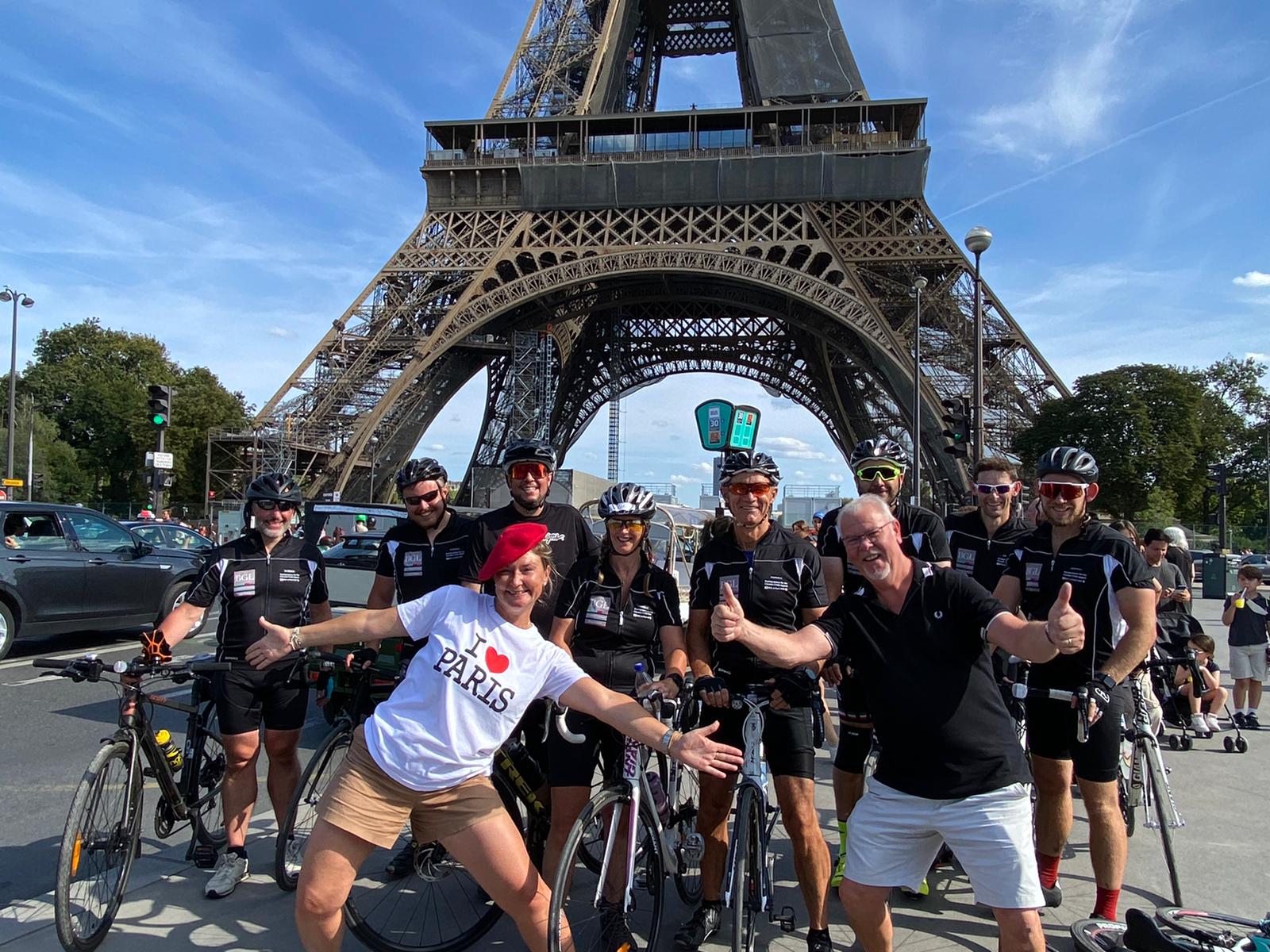 The Burhill Group team arrive in Paris after their 300km ride from Surrey