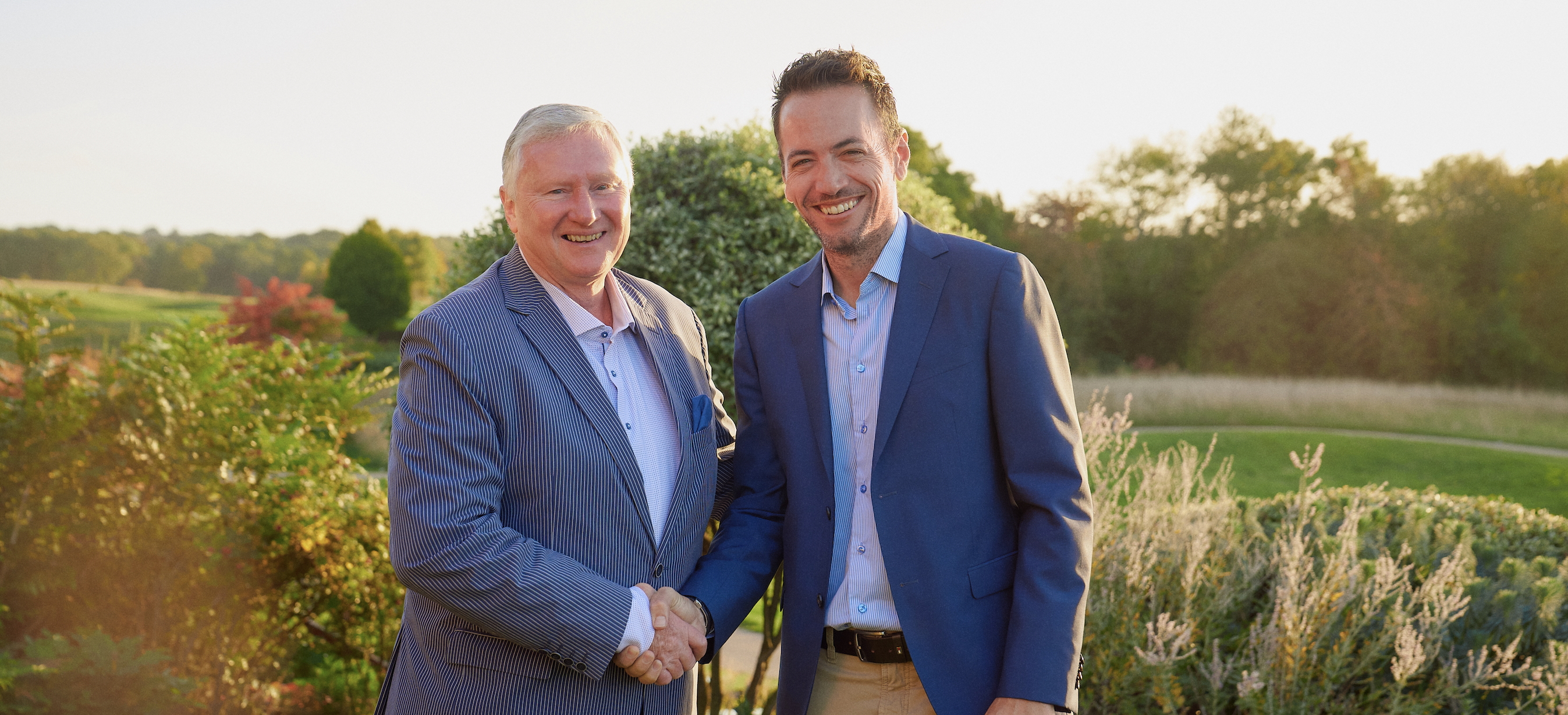 Golf Foundation Chairman Stephen Lewis (left) welcomes new President Nick Dougherty