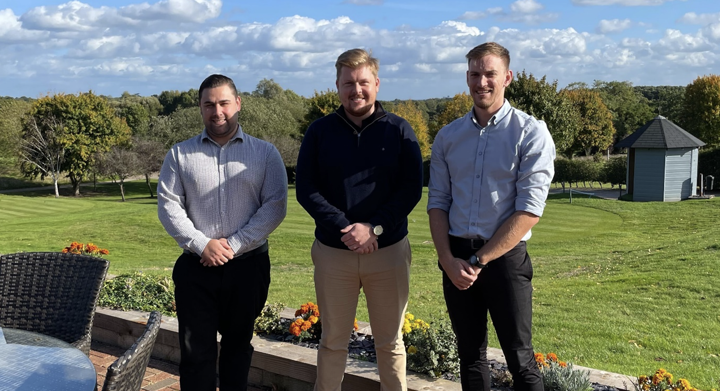 Windlesham Golf Club GM Jack Bamford (pictured centre) with newly recruited staff
Rhys Benneyworth  and Chris Hall