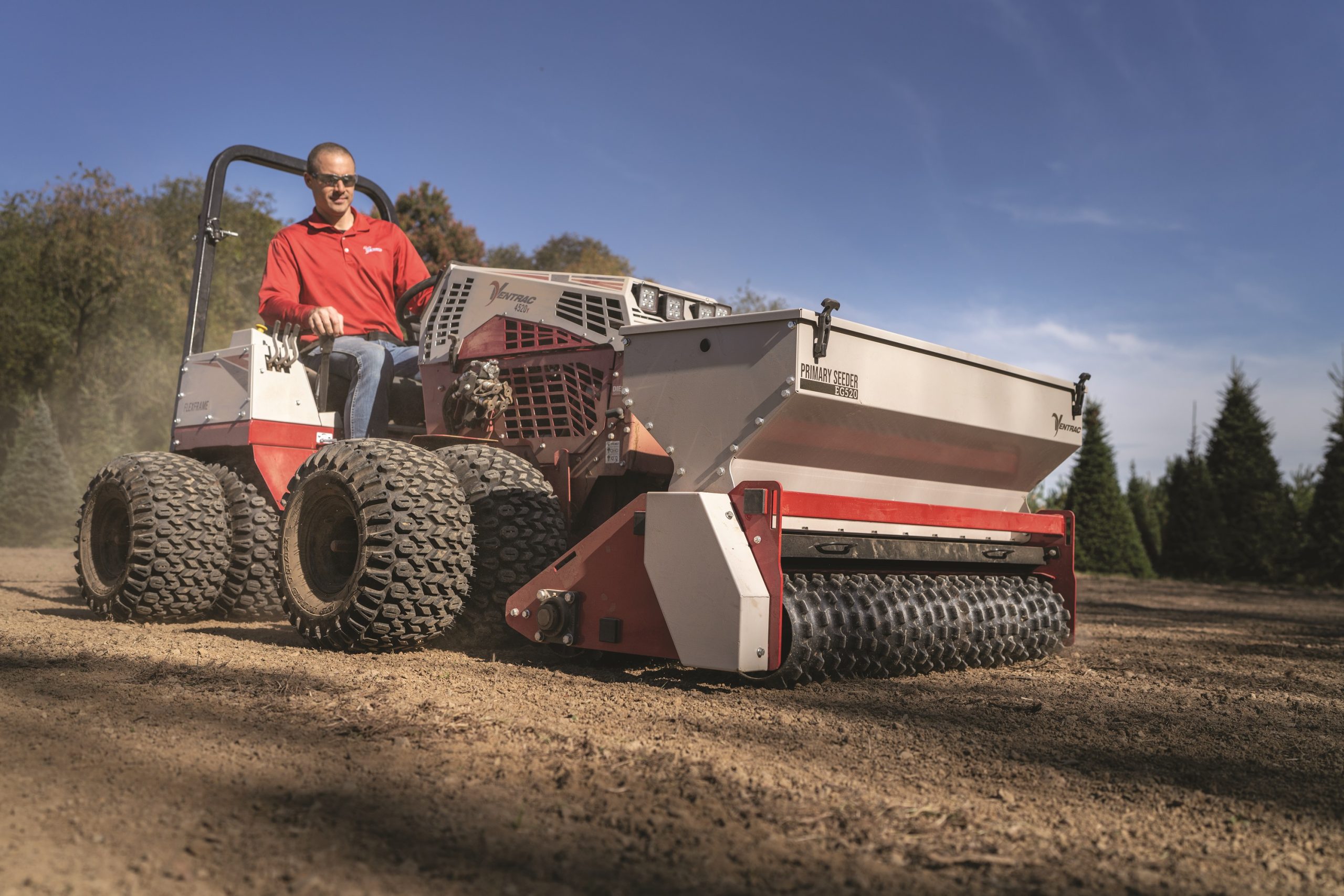 Ventrac's EG520 Primary Seeder in action 