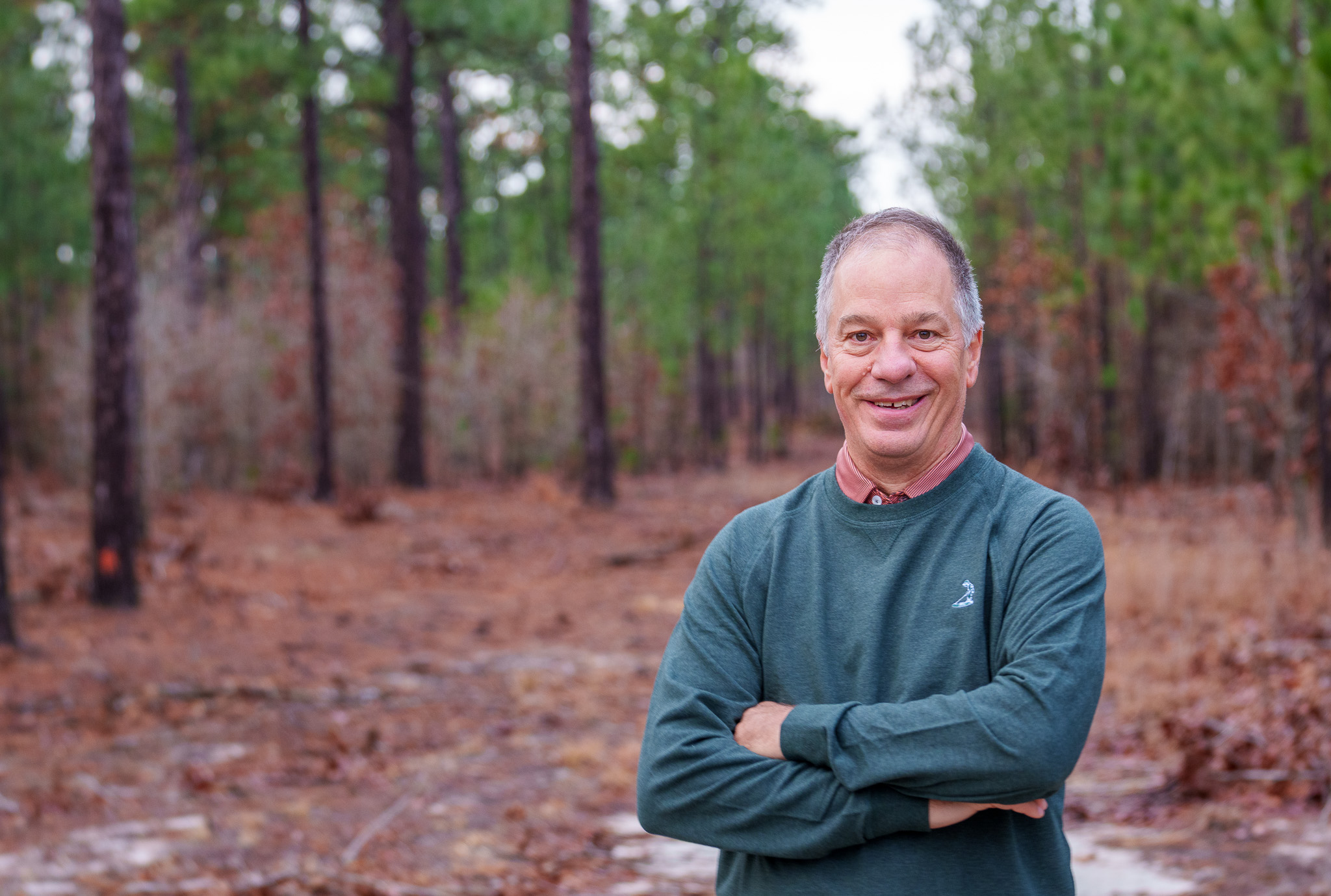 Tom Doak at the site of the new course he is designing in Pinehurst