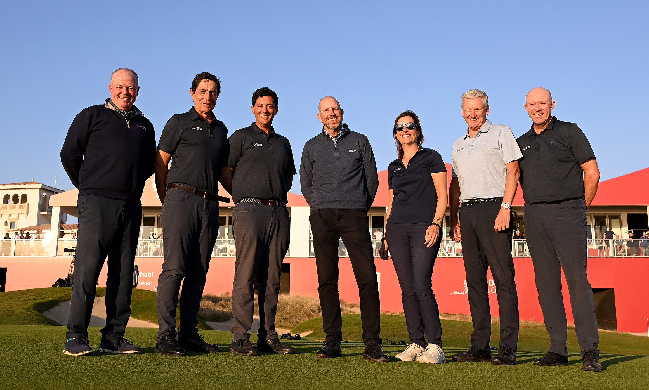 A group of DP World Tour referees with Grant Moir, Executive Director – Governance at The R&amp;A (pictured centre)