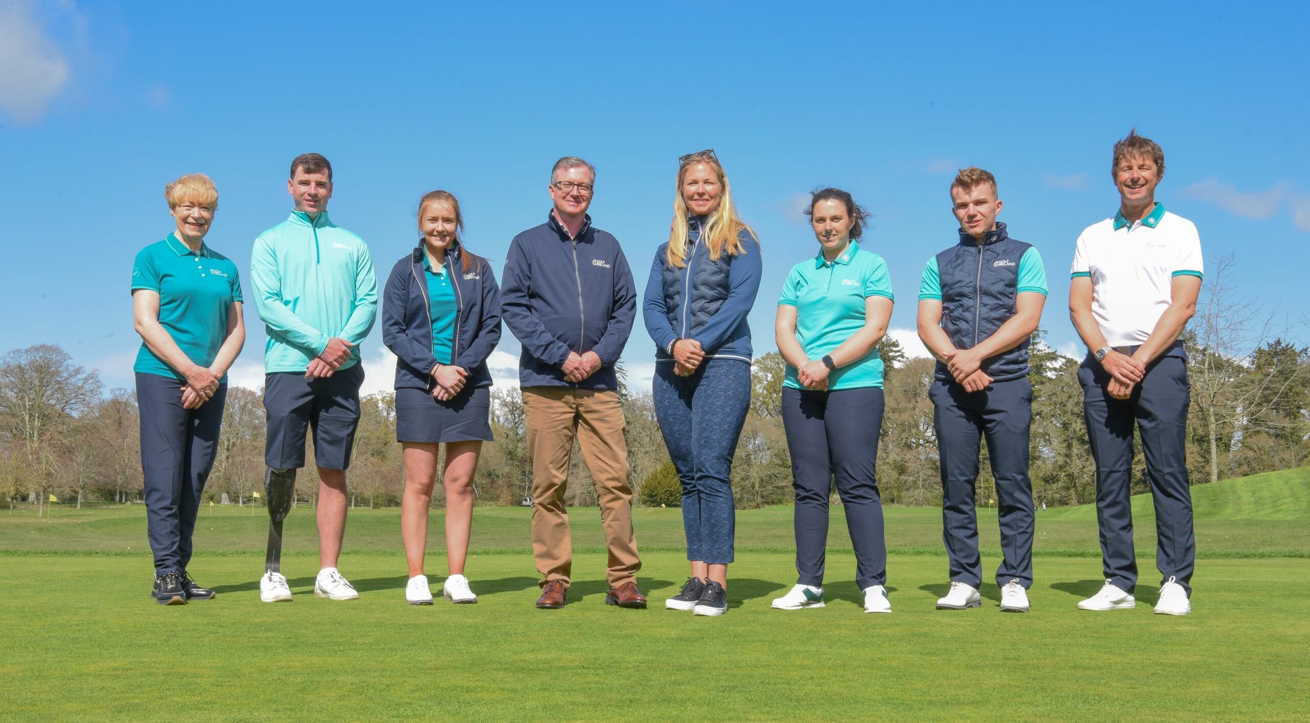 Marilyn Henderson, Aidan Grenham. Kate Lanigan, Mark Kennelly (Golf Ireland CEO), Alexandra Y Karlsson (abacus sportwear Business Development Manager) Aideen Walsh, Rob Moran and Neil Manchip (Golf Ireland High Performance Director)