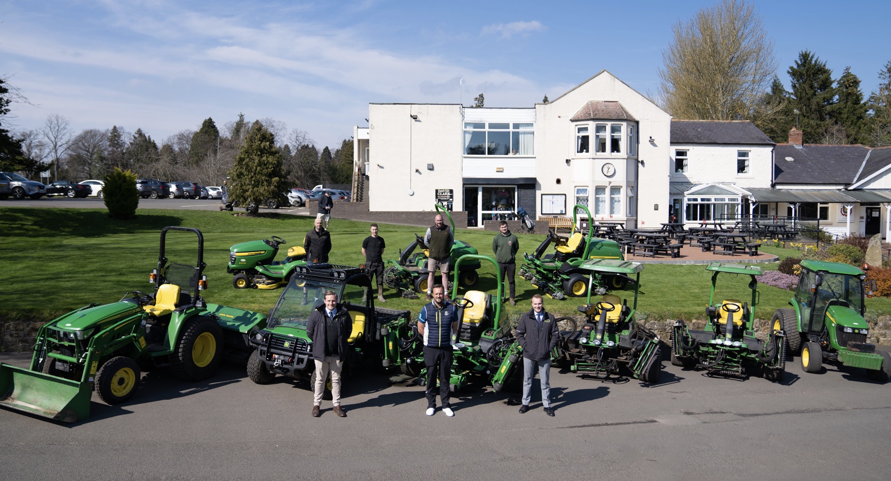 he greenkeeping team from Morpeth Golf Club pictured with John Deere dealer representatives from Thomas Sheriff & Co