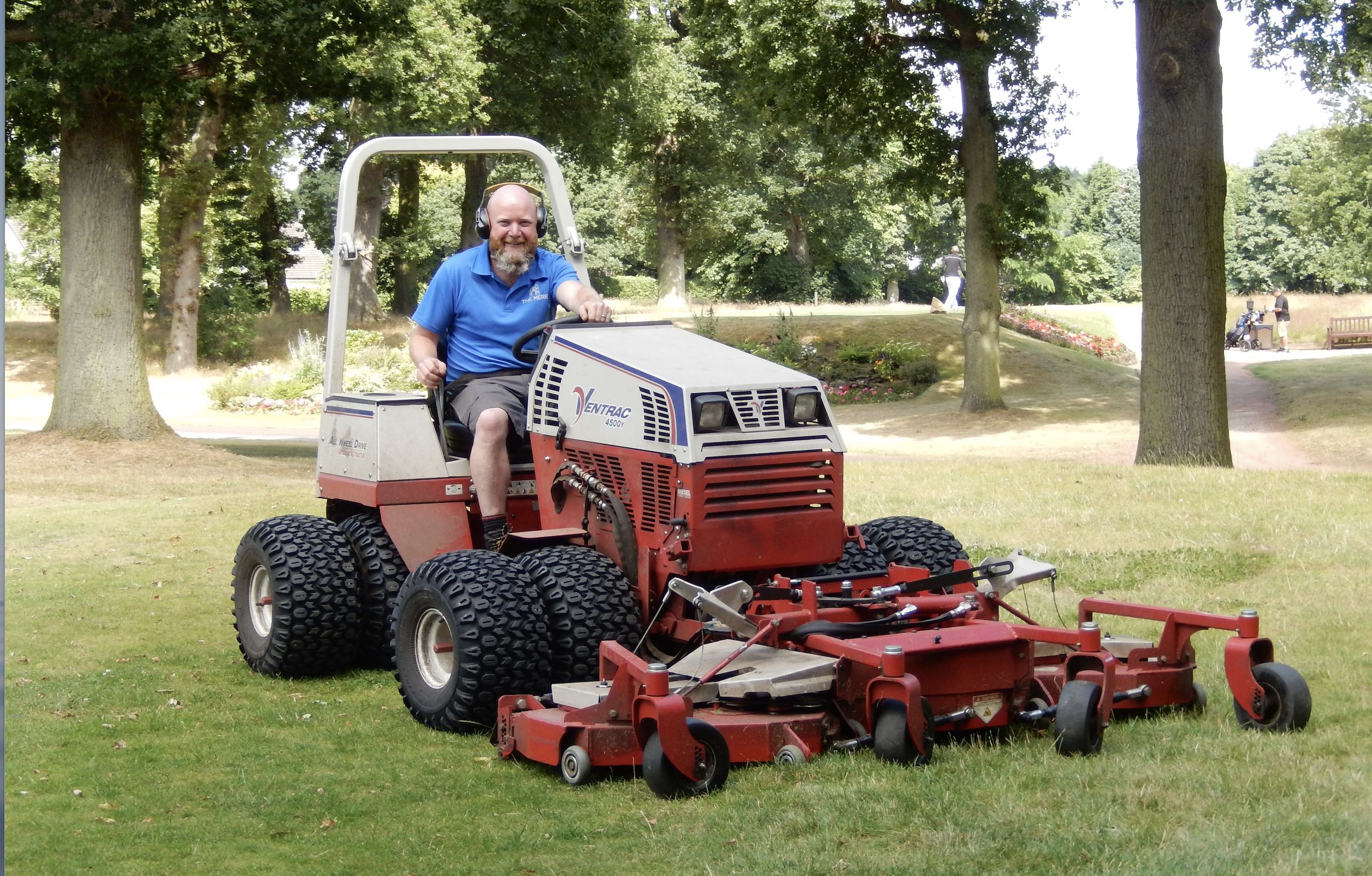 The Mere's course manager John Quinn with the Ventrac and Contour mower attachment	    