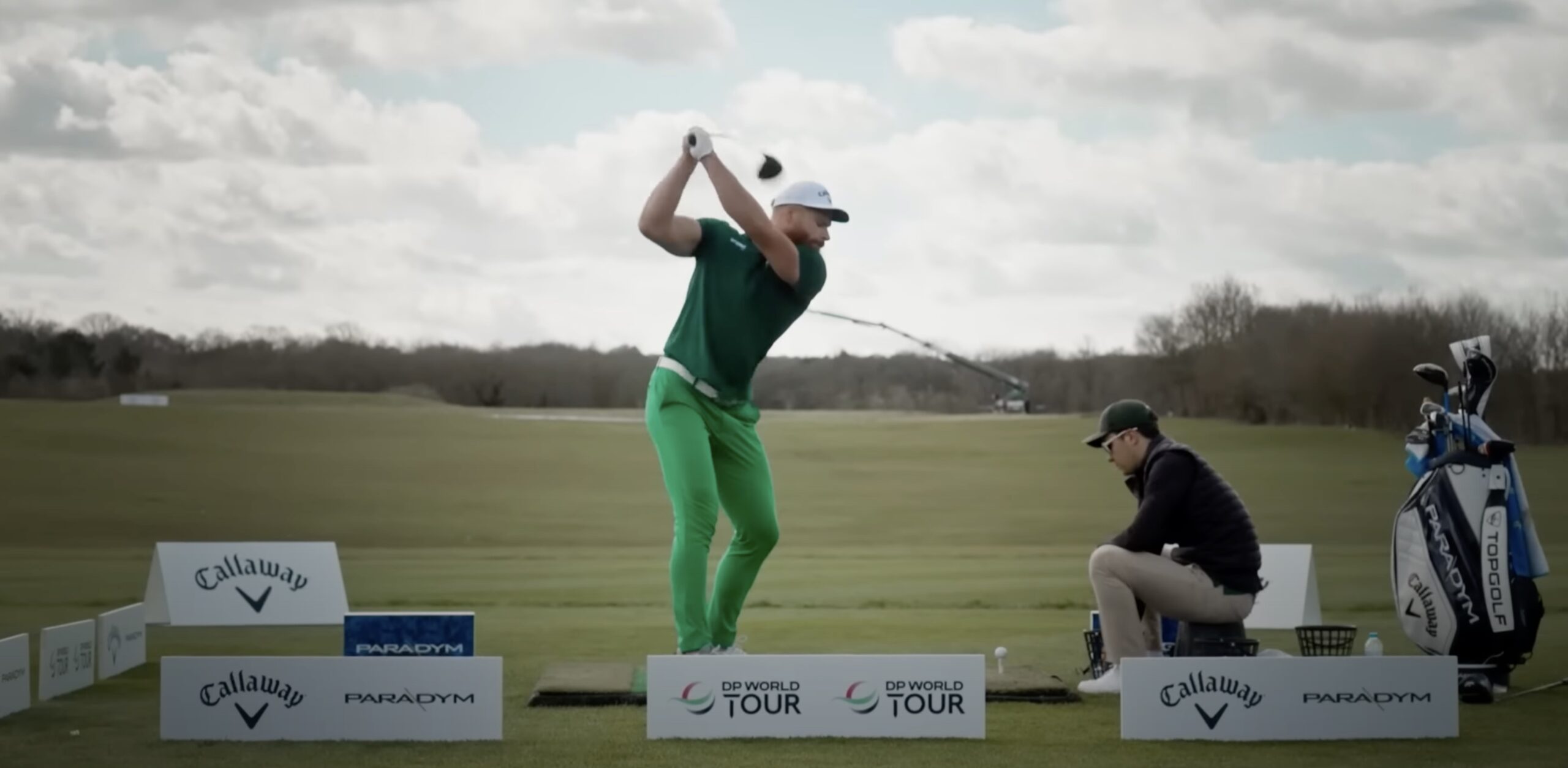 World Long Drive champion Martin Borgmeier during his record attempt on the London Golf Club's driving range