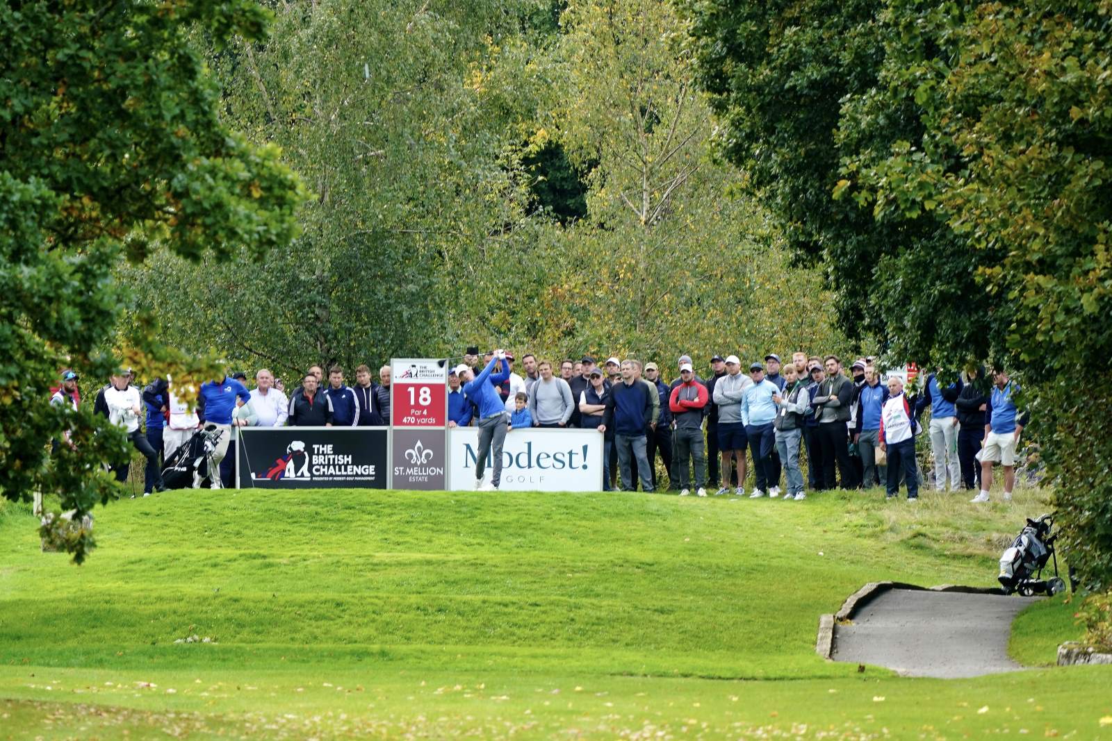 Last year's winner Euan Walker teeing off at the 18th at St.Mellion Estate (photo credit Andy Crook)