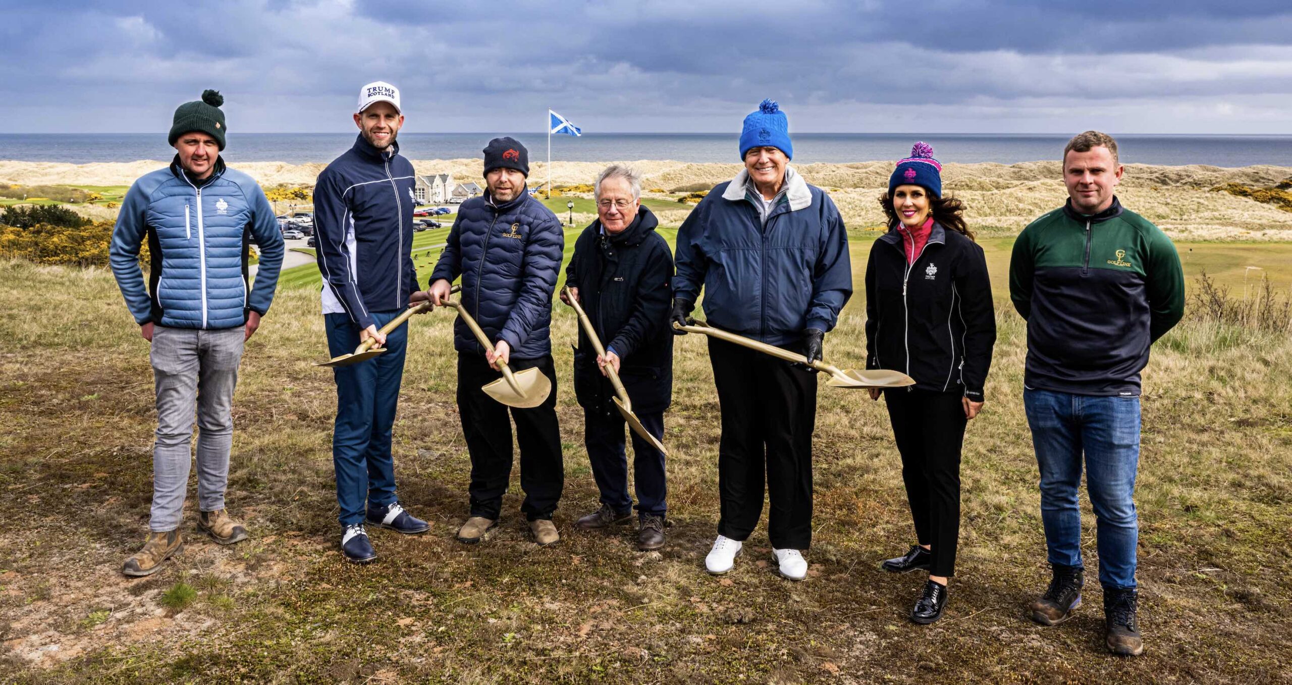 Donald Trump breaks ground at the new MacLeod Course at Trump International Scotland