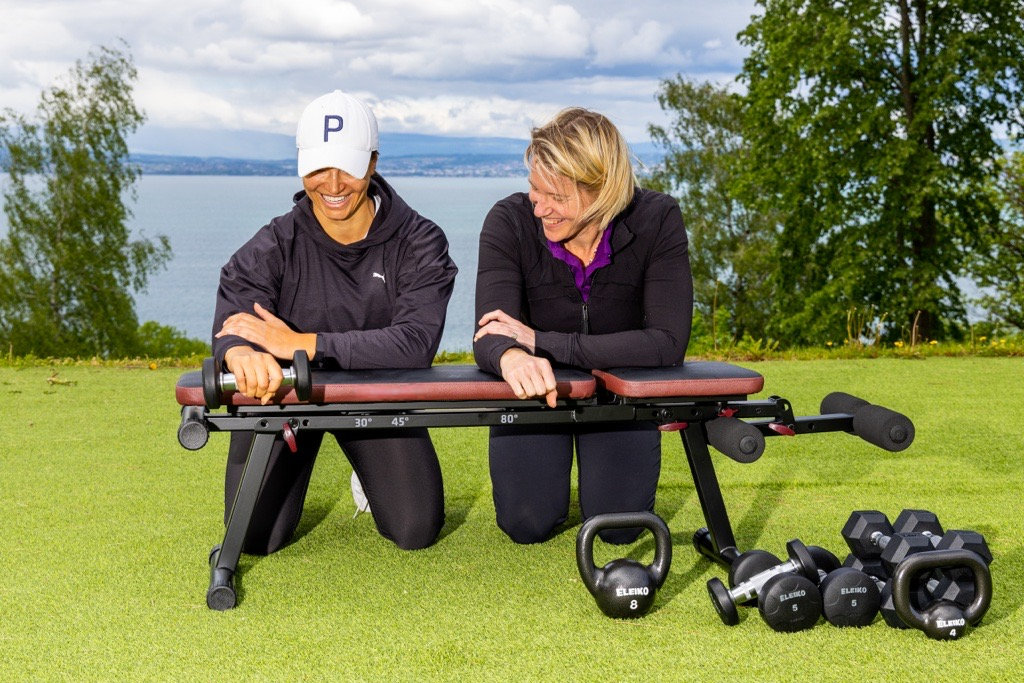 LET players Emma Spitz and Isabella Deilert use the Eleiko equipment alongside physio Louise Aylwin