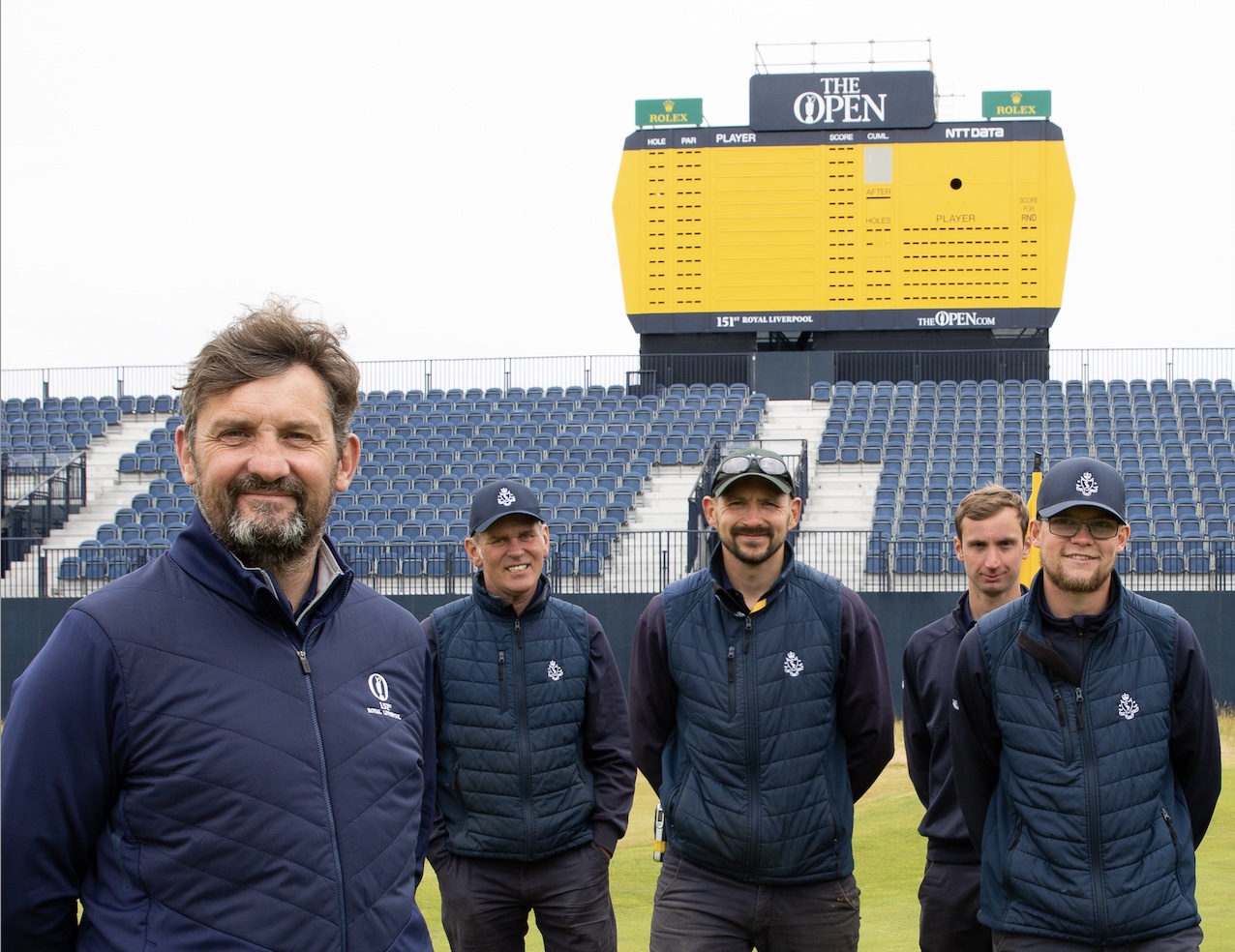 Links Manager James Bledge (left) with some of the greenkeeping team at Royal Liverpool