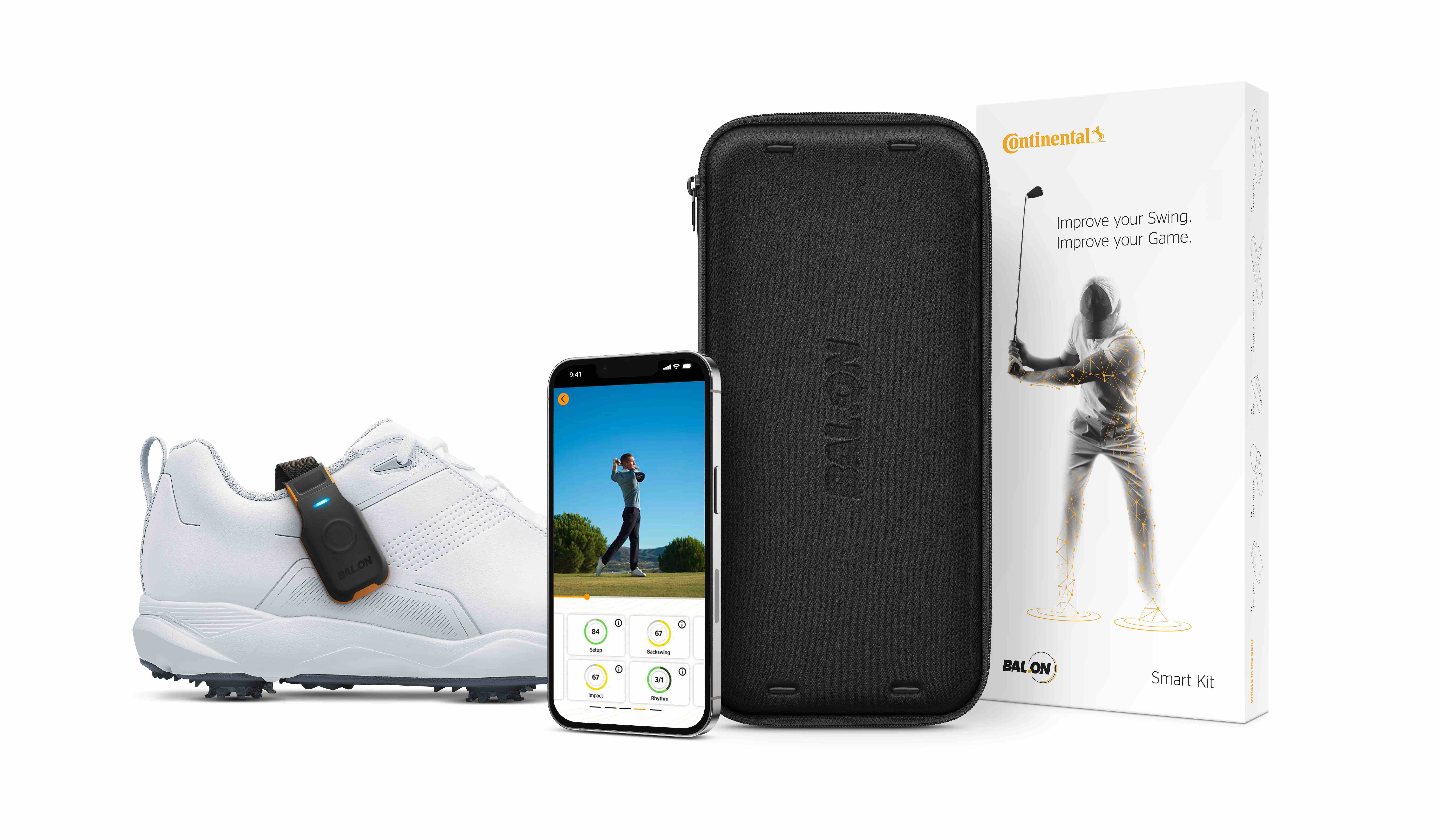 The BAL.ON Smart Kit feature two pressure-sensitive insoles, a training case and the AI-powered BAL.ON smartphone app
