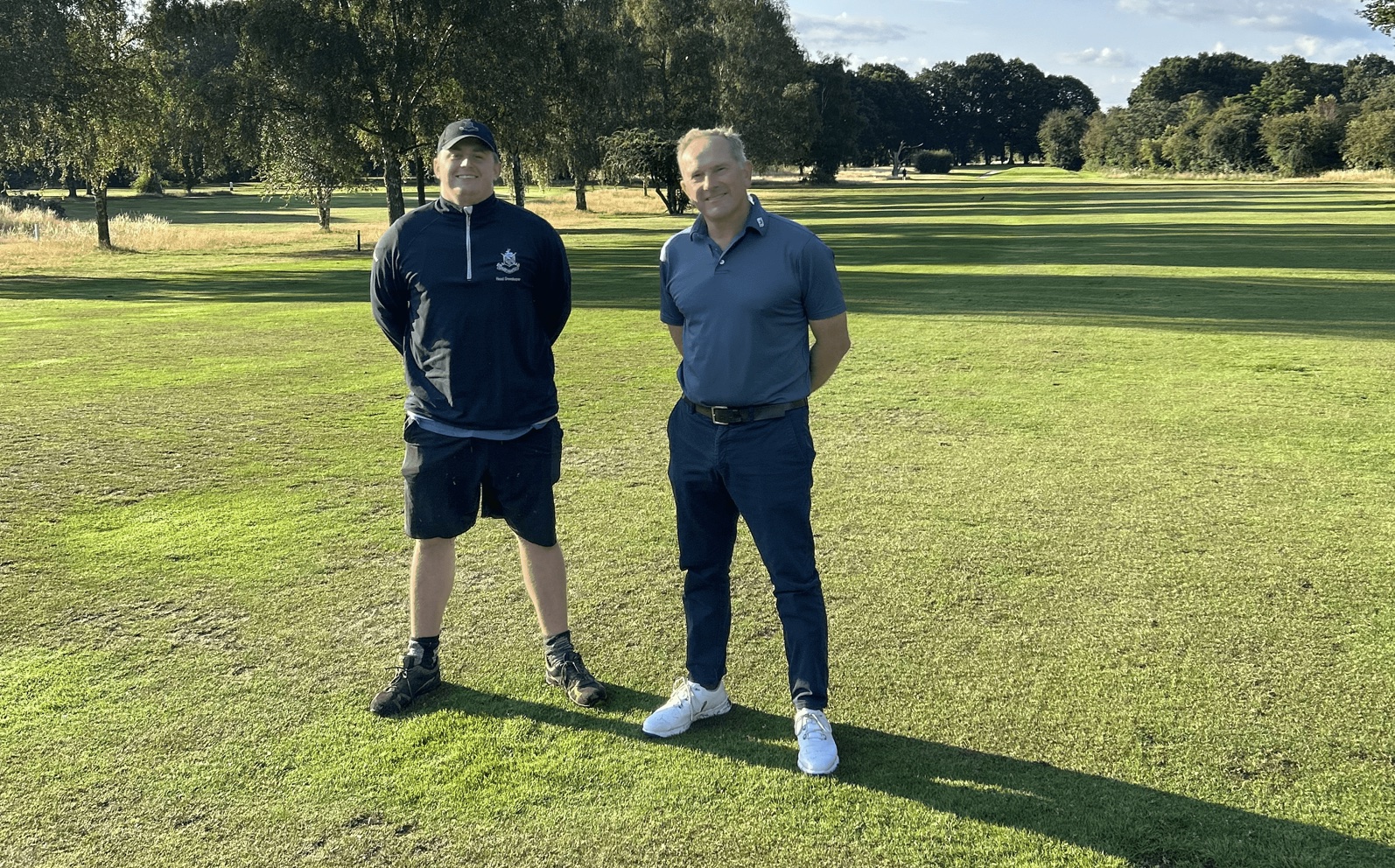 Harpenden Common Head Greenkeeper Olly Claridge with Greg Evans