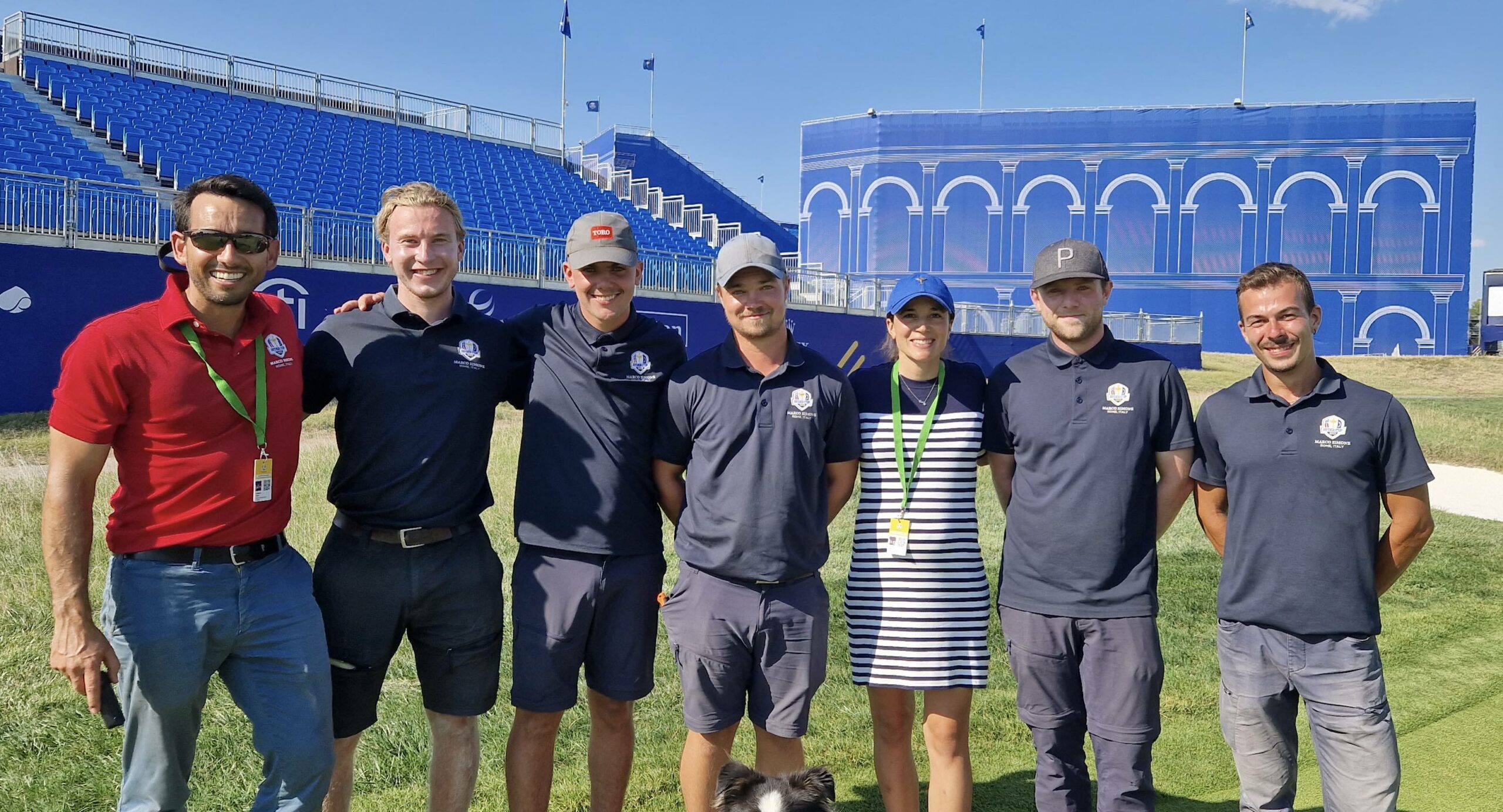 Alejandro Reyes (Director of Agronomy – TAS), Kristian Kouhia, Mathis Rebuilt, Oscar Gummesson, Lara Arias (Golf Course Superintendent and Agronomy, Marco Simone G&amp;CC)  Ciaran Killeen Michele Lazzeri. Photo by Dean Cleaver