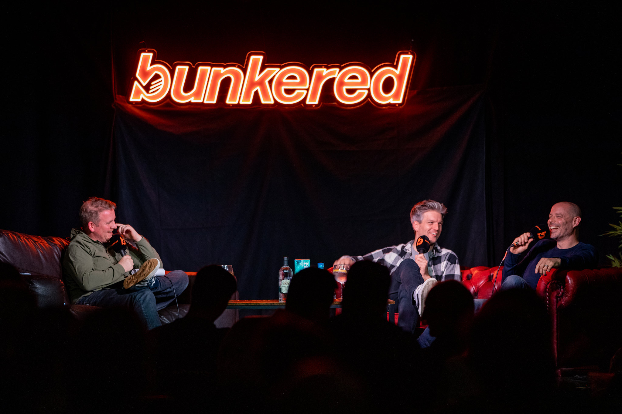 Michael McEwan, Alex Perry and Bryce Ritchie co-hosted the first live staging of The bunkered Podcast 