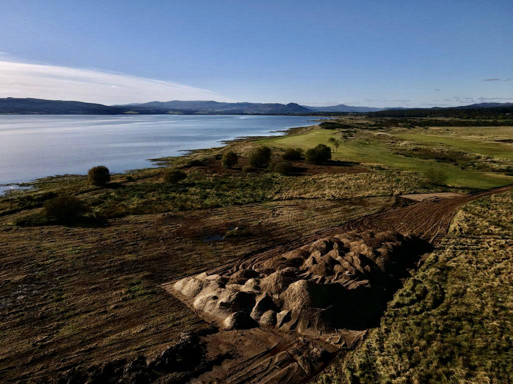 An aerial view of work under way on a new 9th hole at Royal Dornoch's Struie Course. Pic: Matthew Harris