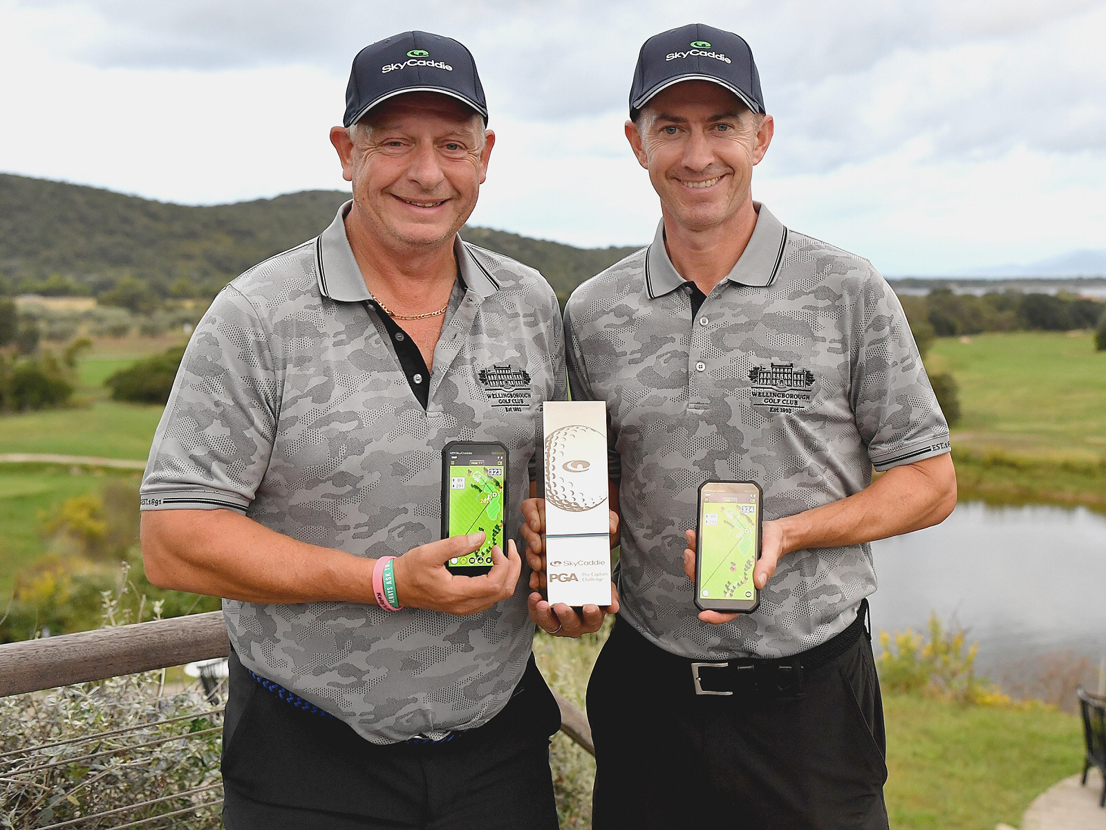 Simon Lilly (left) and Glyn Pepper at the SkyCaddie PGA Pro-Captain Challenge Grand Final (Photo by Valerio Pennicino/Getty Images)