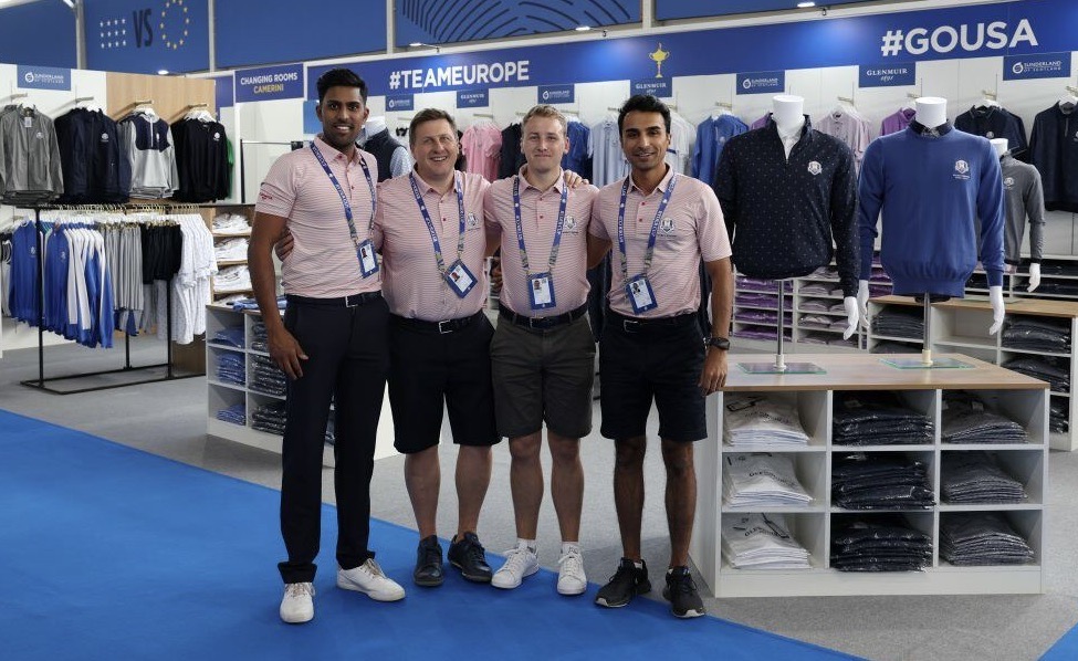 Members of the Glenmuir team in the merchandise tent at the 2023 Ryder Cup in Rome