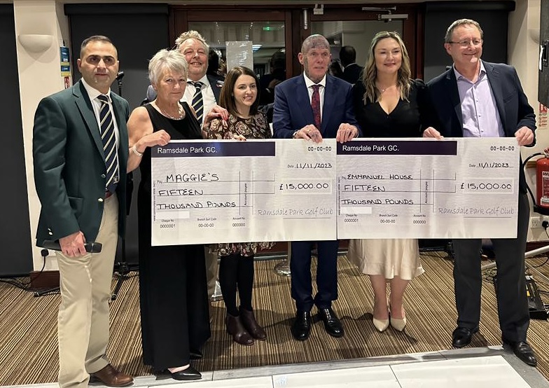 Cheque handover at Ramsdale Park GC
