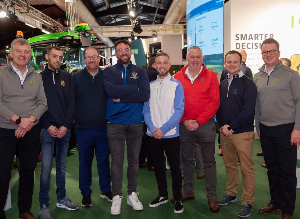 (from left): Chris Meacock (John Deere), Lorcan Finnegan, David Feeney, Ian Kirwan, Aidan Wright, Colin Hopper, Adam Brackley and Stuart Barber (John Deere).