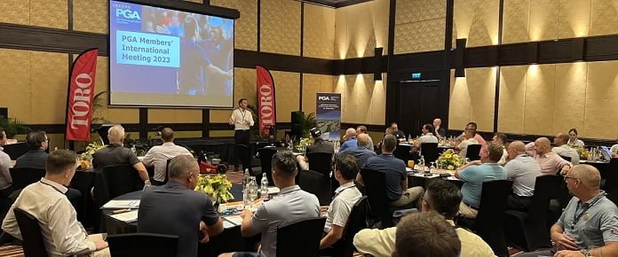 PGA of GB&amp;I chief executive Robert Maxfield opening the 2023 PGA International Members' Conference in Phuket