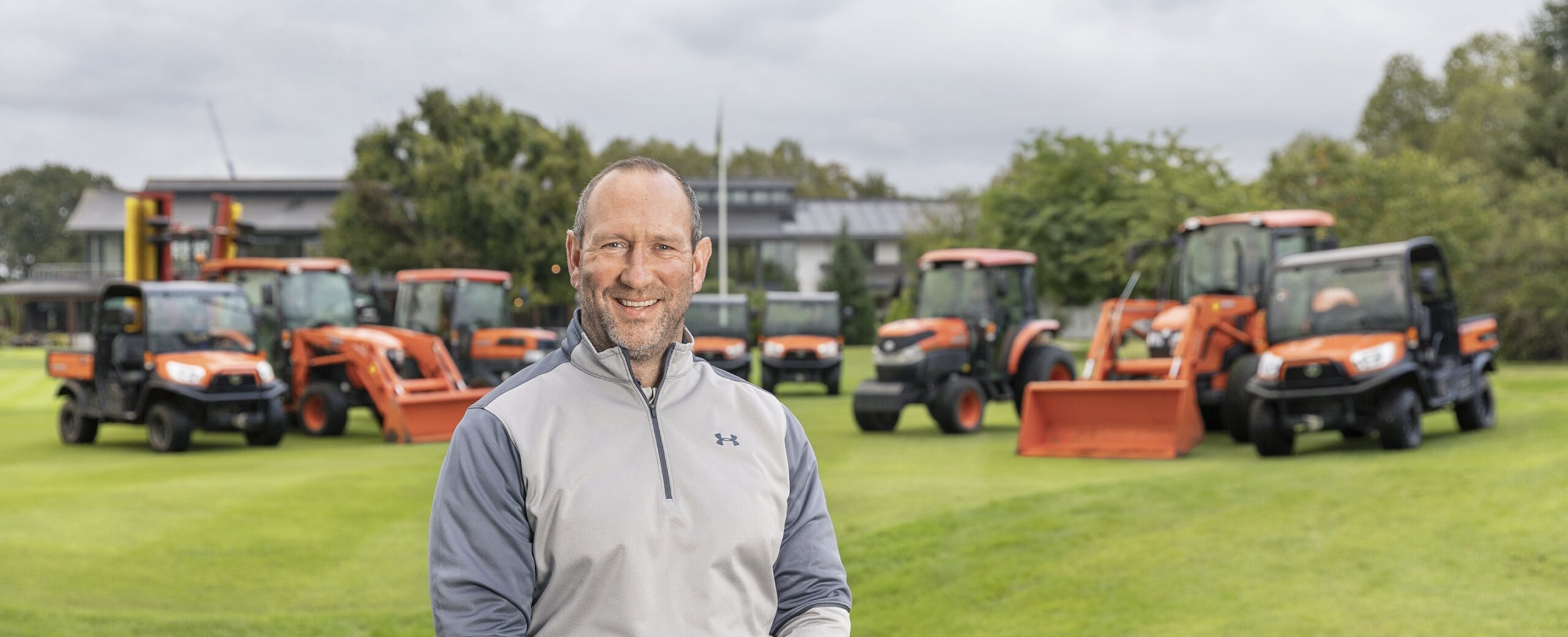 Gavin Kinsella, pictured with a selection of the Kubota fleet in use at Royal Mid-Surrey Golf Club