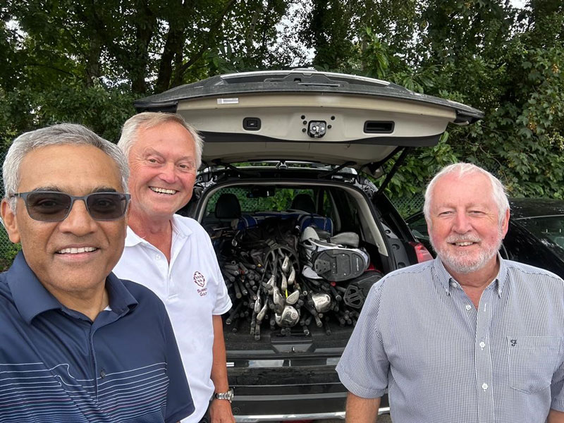 Naran Shankla, Steve-McNeill and Terry Christy with just some of the donated equipment that is destined for Uganda