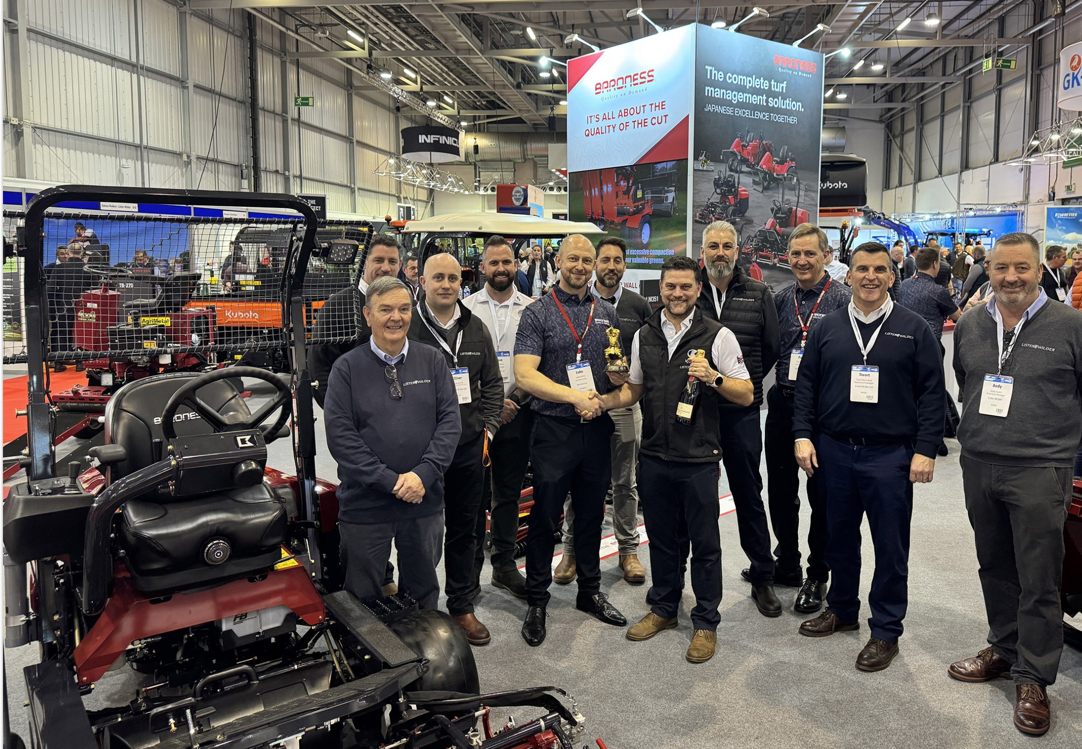 The Lister Wilder Groundcare Sales Team pictured with Luke Collins from Baroness UK