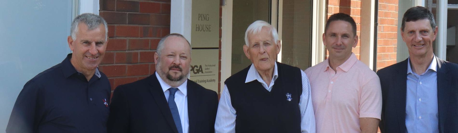 Dr Alastair Cochran (centre) pictured at a event held by The PGA in 2018 to celebrate the 50th anniversary of the publication of The Search for the Perfect Swing"