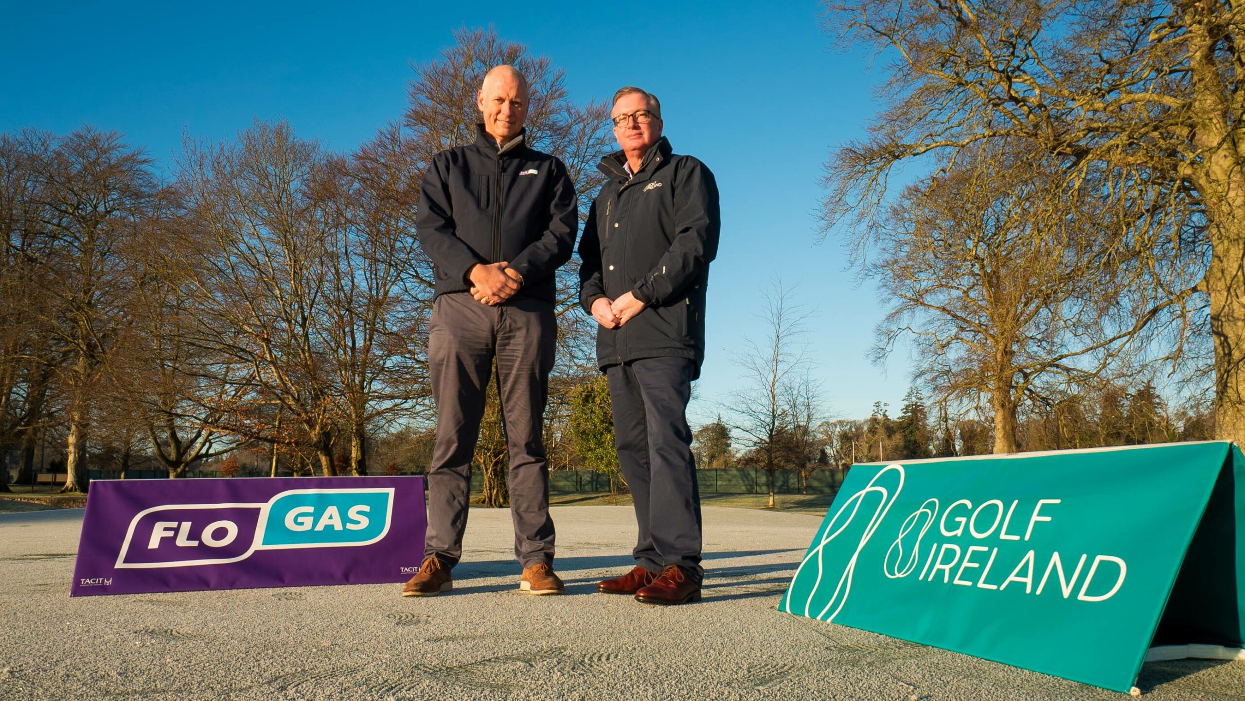 Flogas Ireland Managing Director, John Rooney, alongside Golf Ireland CEO Mark Kennelly