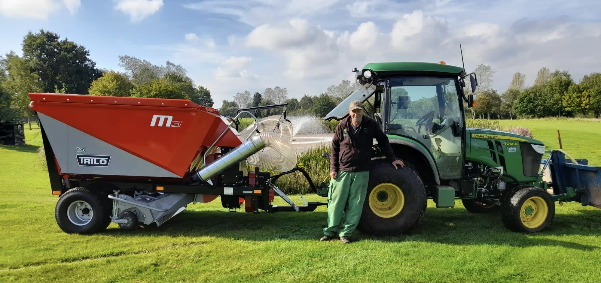Ombersley Golf Club Course Manager Andrew with his Trilo M3 vacuum collector