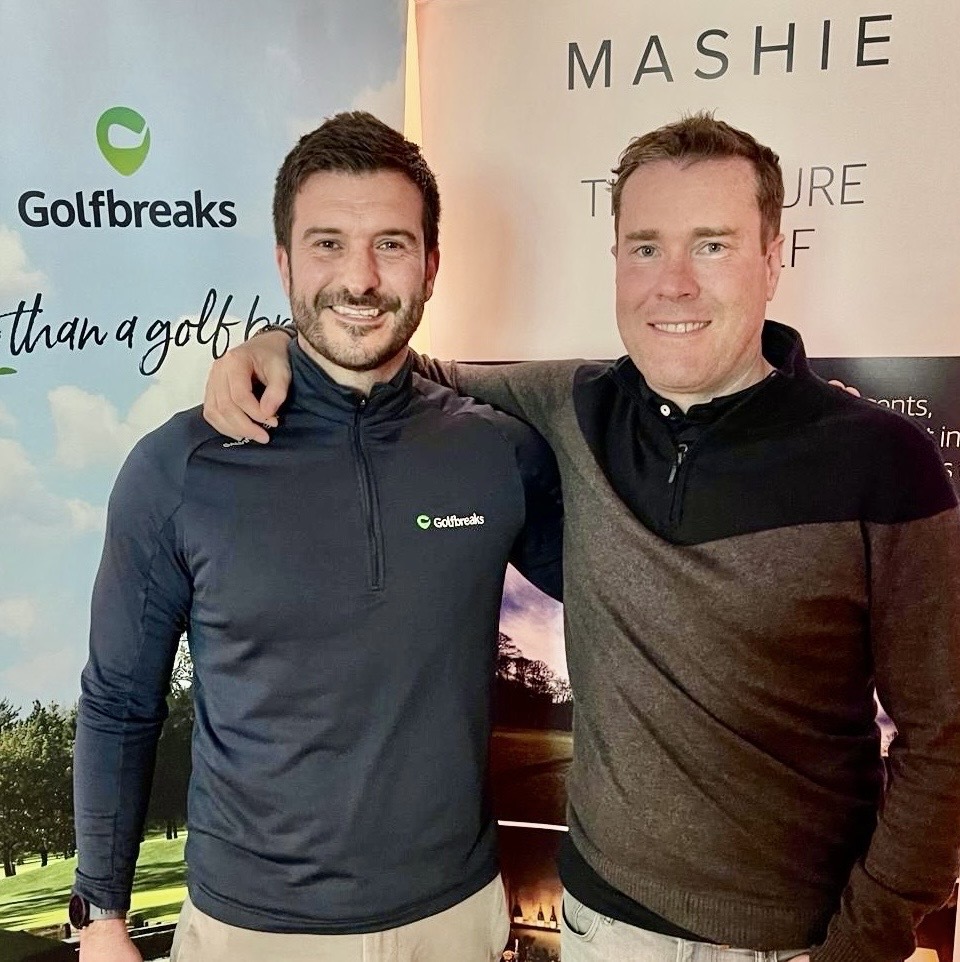 Golfbreaks Head of Commercial, Nik Hayes, with MASHIE CEO, Nick Harvey