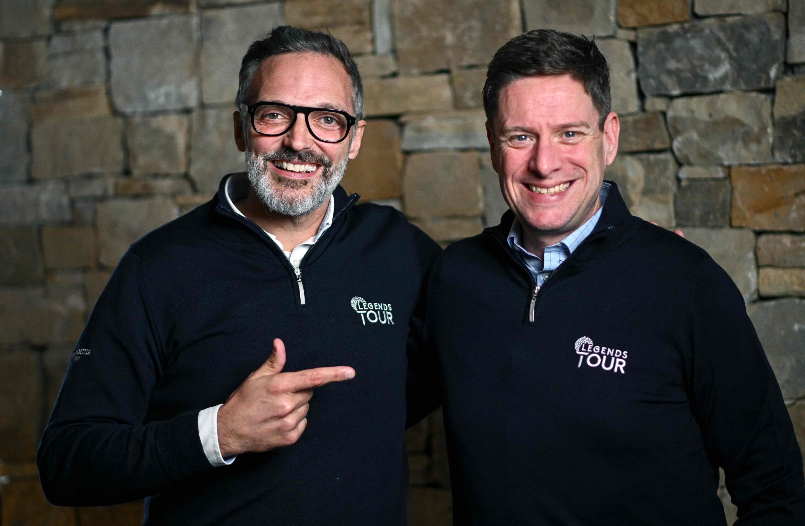 Legends Tour's Chief Marketing Officer, Keith Mitchell, with James Haddock, the tour's new Head of Press &amp; Communications