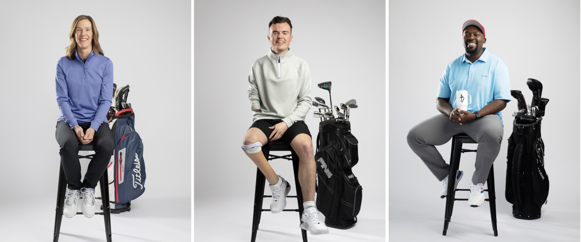 Blind British Open Champion Mandi Large, leading golfer with a disability George Blackshaw, and Ray Nyabola, founder of British Black Golfers, are all involved in American Golf's Game Changers programme