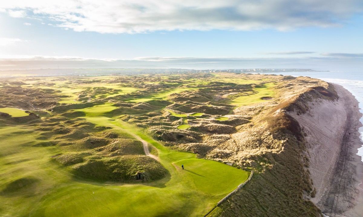 A view of the fifth green and sixth tee at Royal Portrush before the coastal defence work was carried out