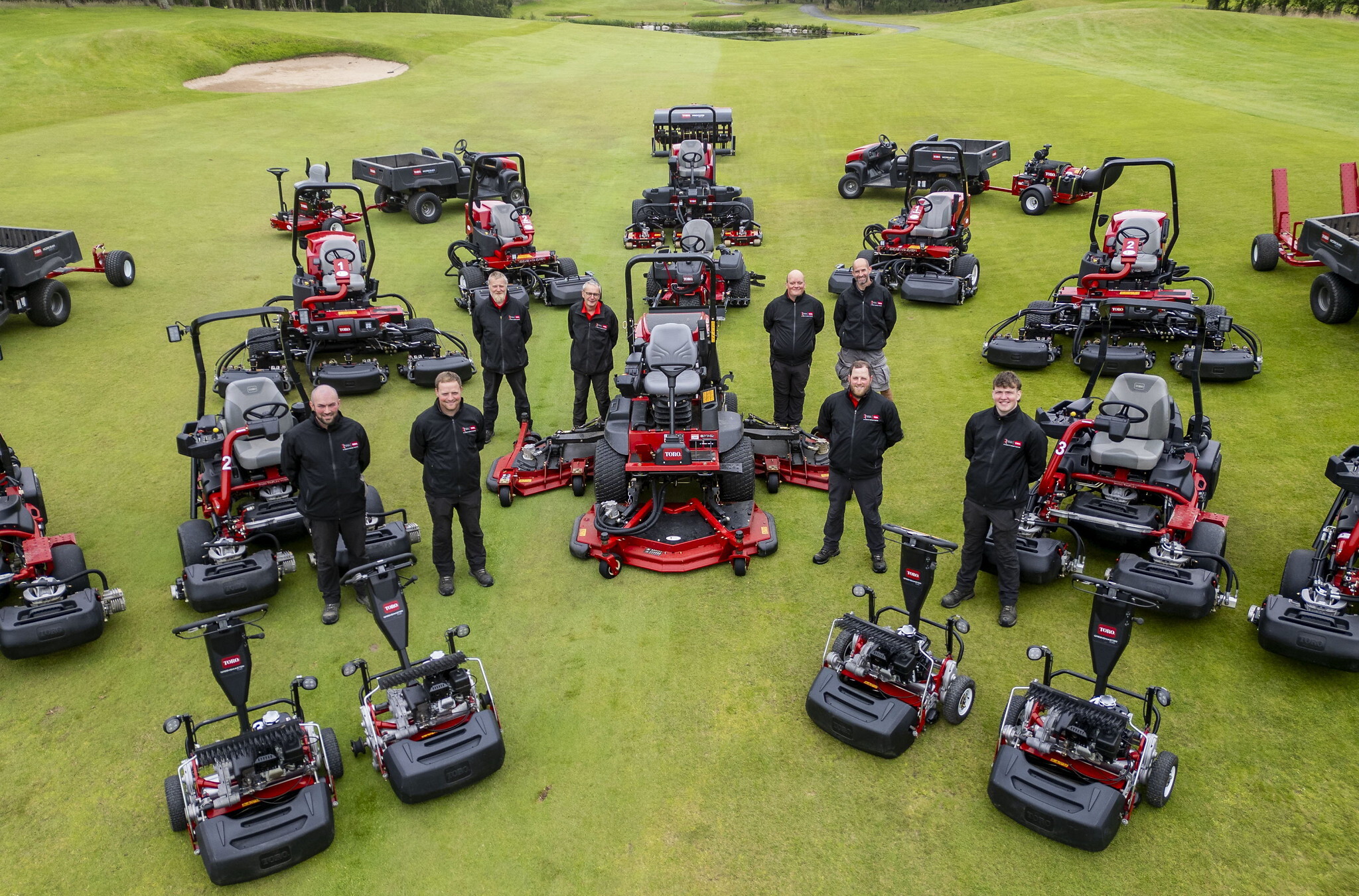Newmachar course manager, Christopher Lamb, and his greenkeeping team with the club’s new Toro fleet.