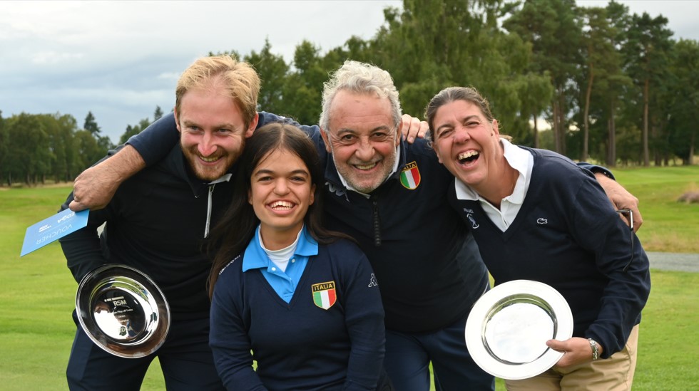 RSM Play-off finalists celebrate – Thomas Colombel (France), Giulia Marabotti (Italy), Jose Bagnarelli (Italy) Alexia Girault (France) photo credit EDGA