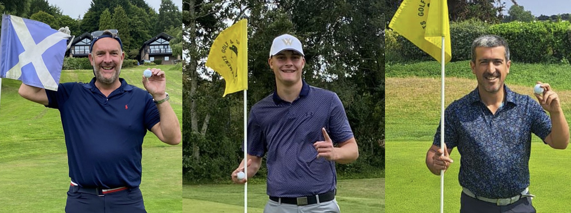 Carl (left), Lewis (centre) and Paul (right) all bagged their first holes-in-one in the same month