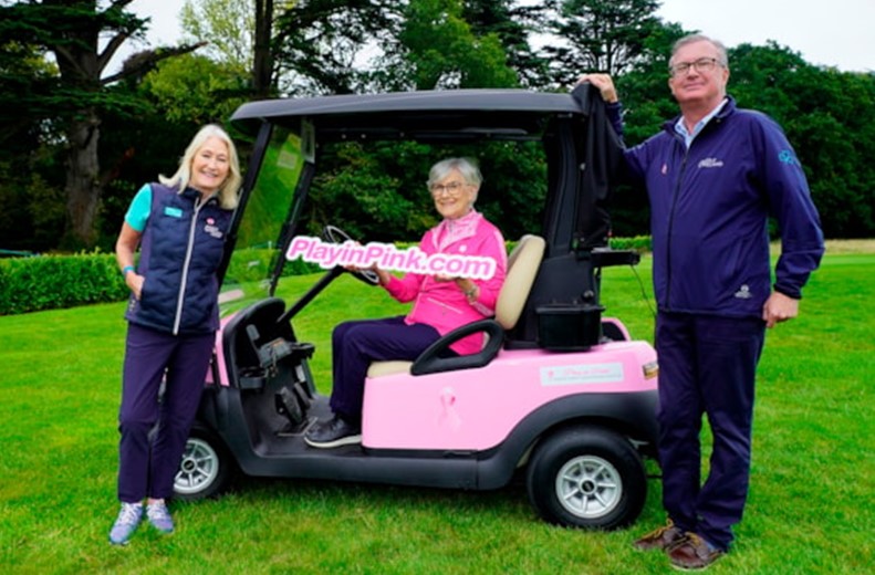 Pictured {from left) Golf Ireland President Rosemary Tully, Miriam Hand (National Co-Ordinator for Play in Pink) and Golf Ireland CEO Mark Kennelly. (Photo: Thos Caffrey / Golffile)