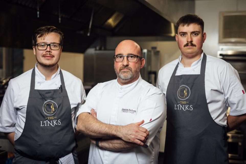 Duncan Barham, head chef at The Links, with members of his team