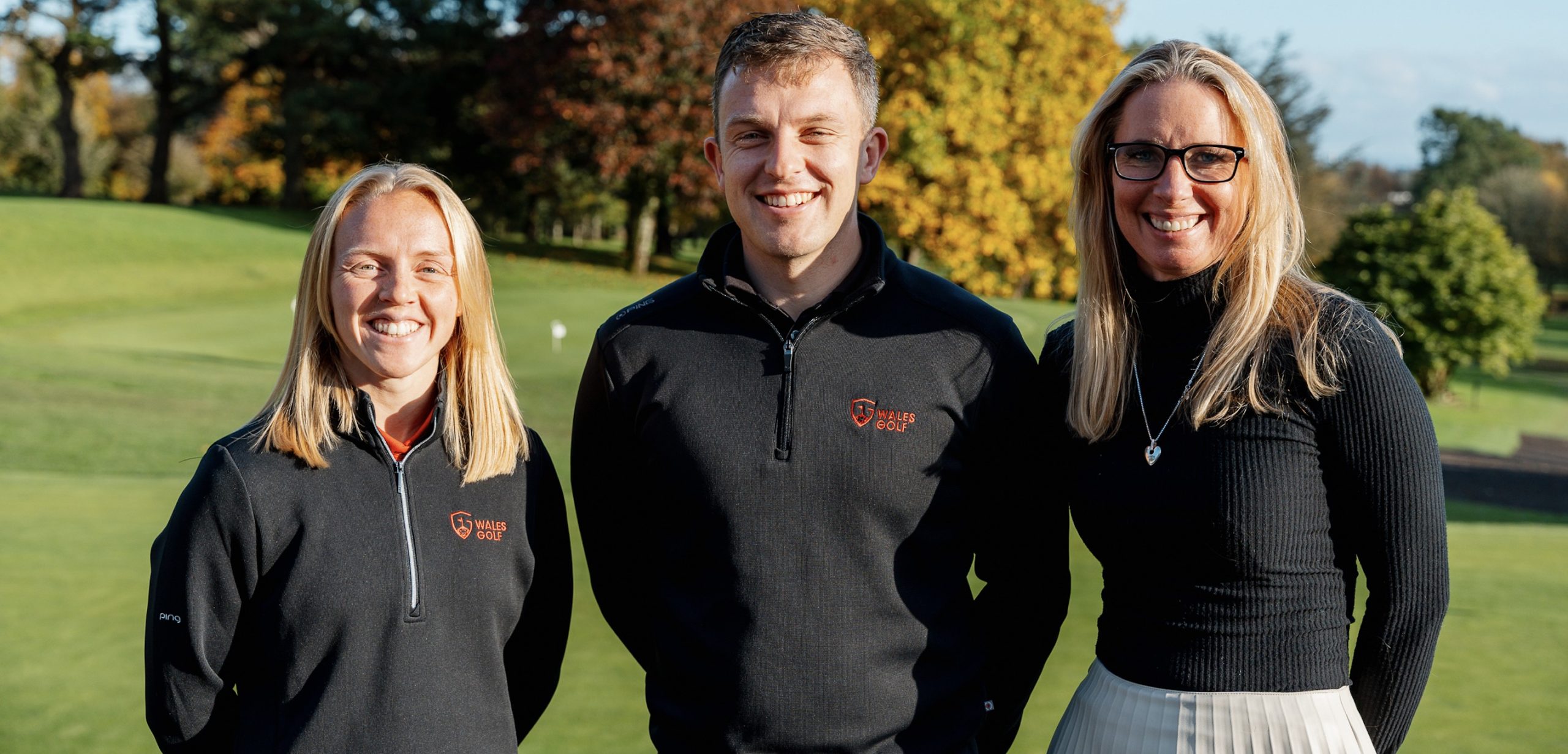 (l-r) Sophie Hancocks, Theo Baker and Wales Golf CEO Hannah McAllister