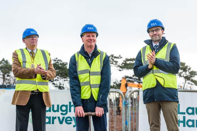 David Rickman performs the ceremonial breaking ground at the site of The R&A's new headquarters 