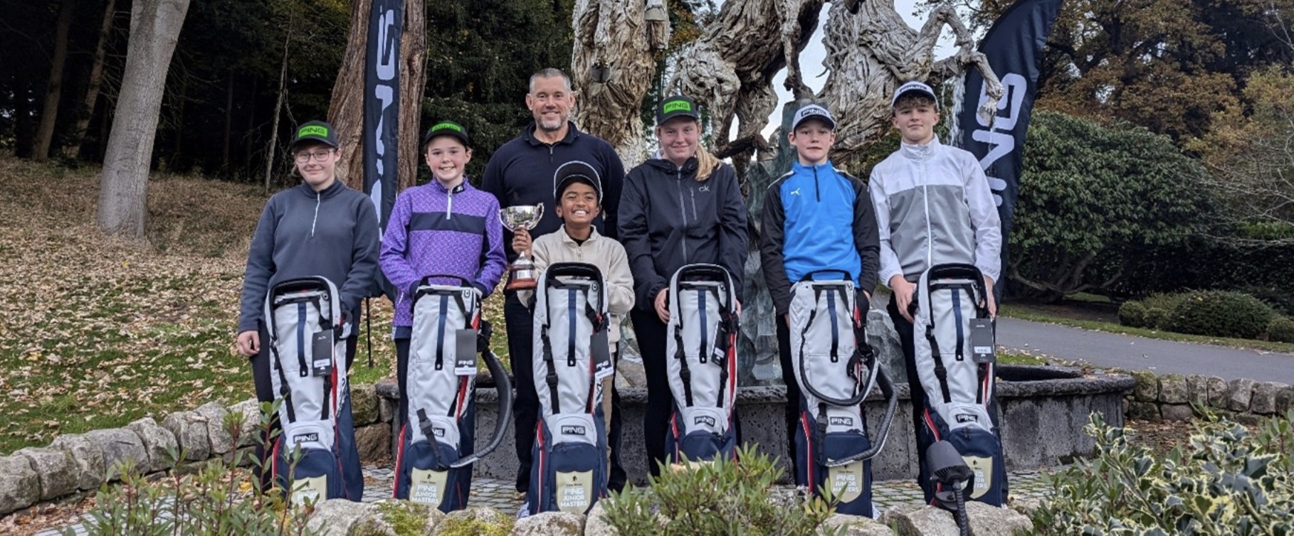Close House attached touring pro Lee Westwood with the age group winners at last year's PING Junior Masters