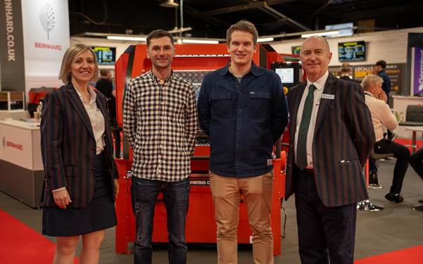(l-r) Angelique Crosnier, Commercial Director at Bernhard and Company, with Roman Kovalenko and Emil Helenius of Golf Turf Shop, and Paul Wilcox, European Territory Manager for Bernhard